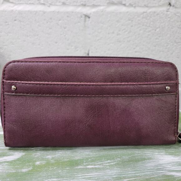 Vtg Relic Brand Est 1992 Zip Around Wallet Clutch Organizer Burgandy - Picture 4 of 9